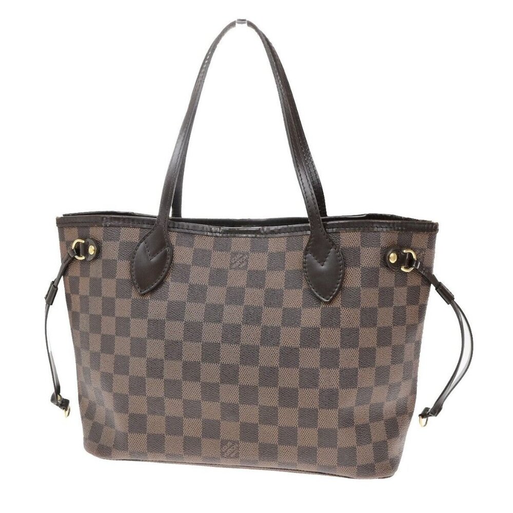LOUIS VUITTON LV Neverfull PM Shoulder Tote Bag Damier Ebene